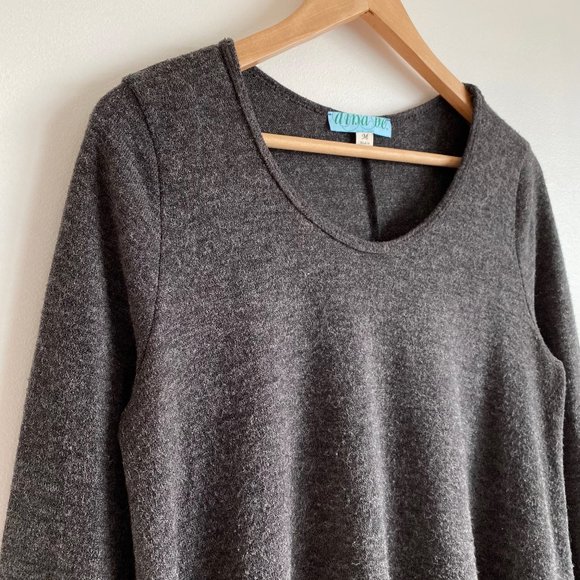 Aina Be Women's Knit Long Sleeve Sweater Tunic Dress, Gray, Size Medium - Picture 2 of 9